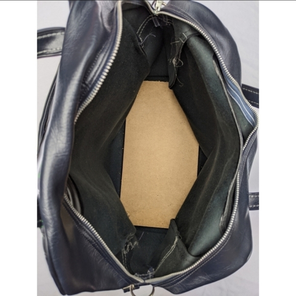 Vintage Lindblad luggage travel bag blue satchel green birds - Picture 5 of 5